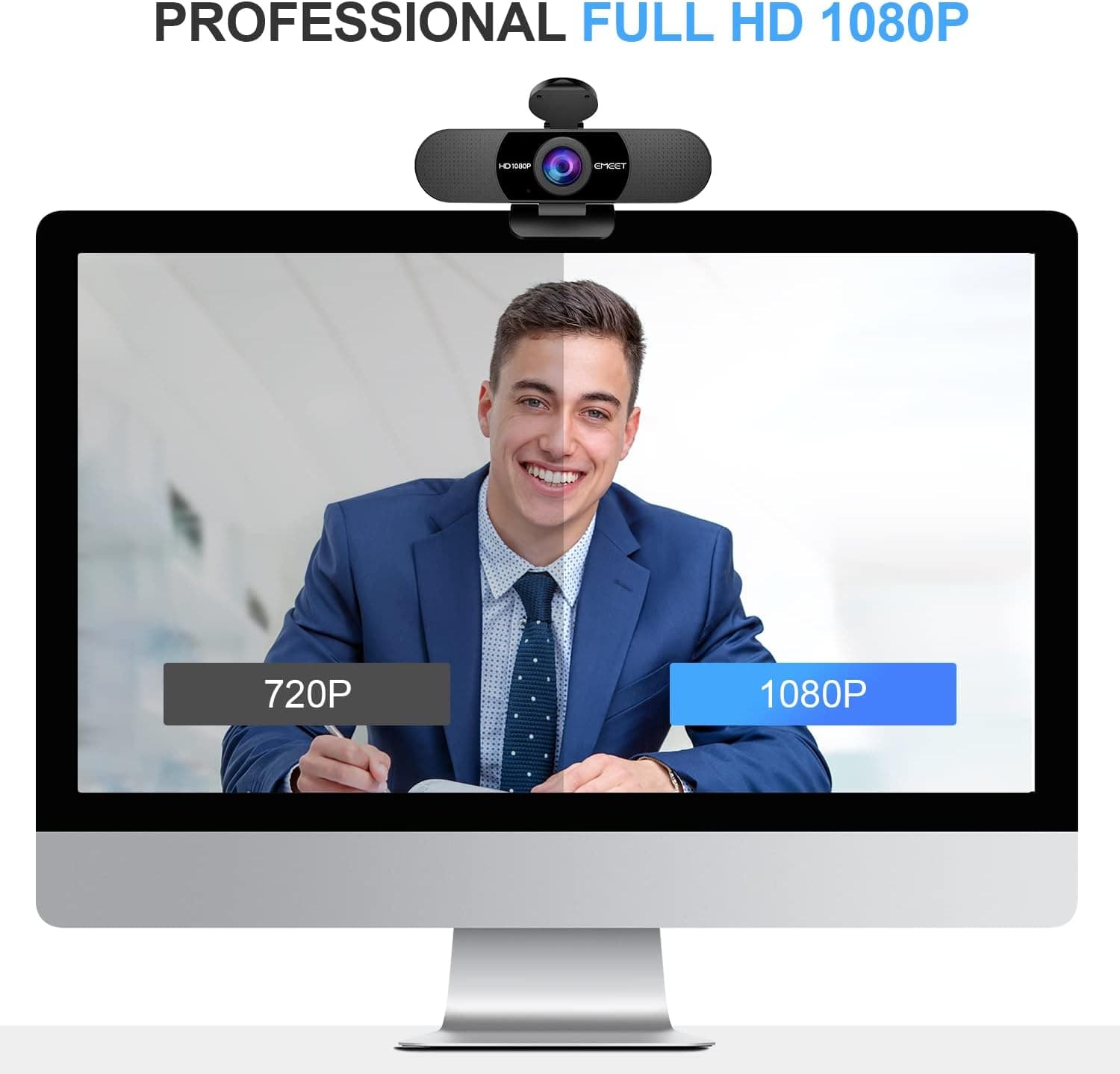 מצלמת אינטרנט 1080P עם מיקרופון מצלמת מחשב לצפייה ב-90° - תמונה 2
