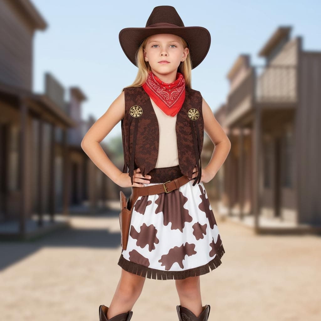 תחפושת קאובוי מערב פרוע לבנות מבית TOGROP - תמונה 3