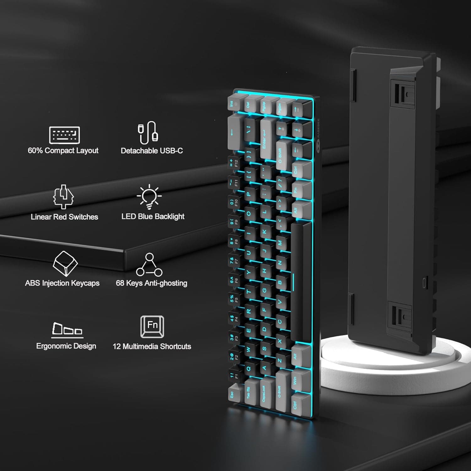 מקלדת משרדית חוטית עם תאורת LED אחורית - תמונה 3