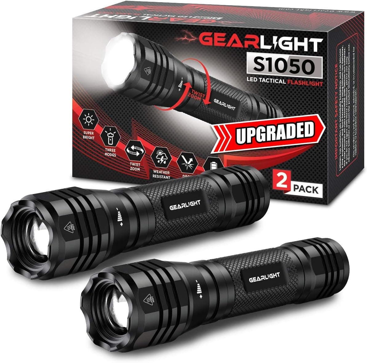 פנס LED GearLight S1050 לומן גבוה – 3 מצבים