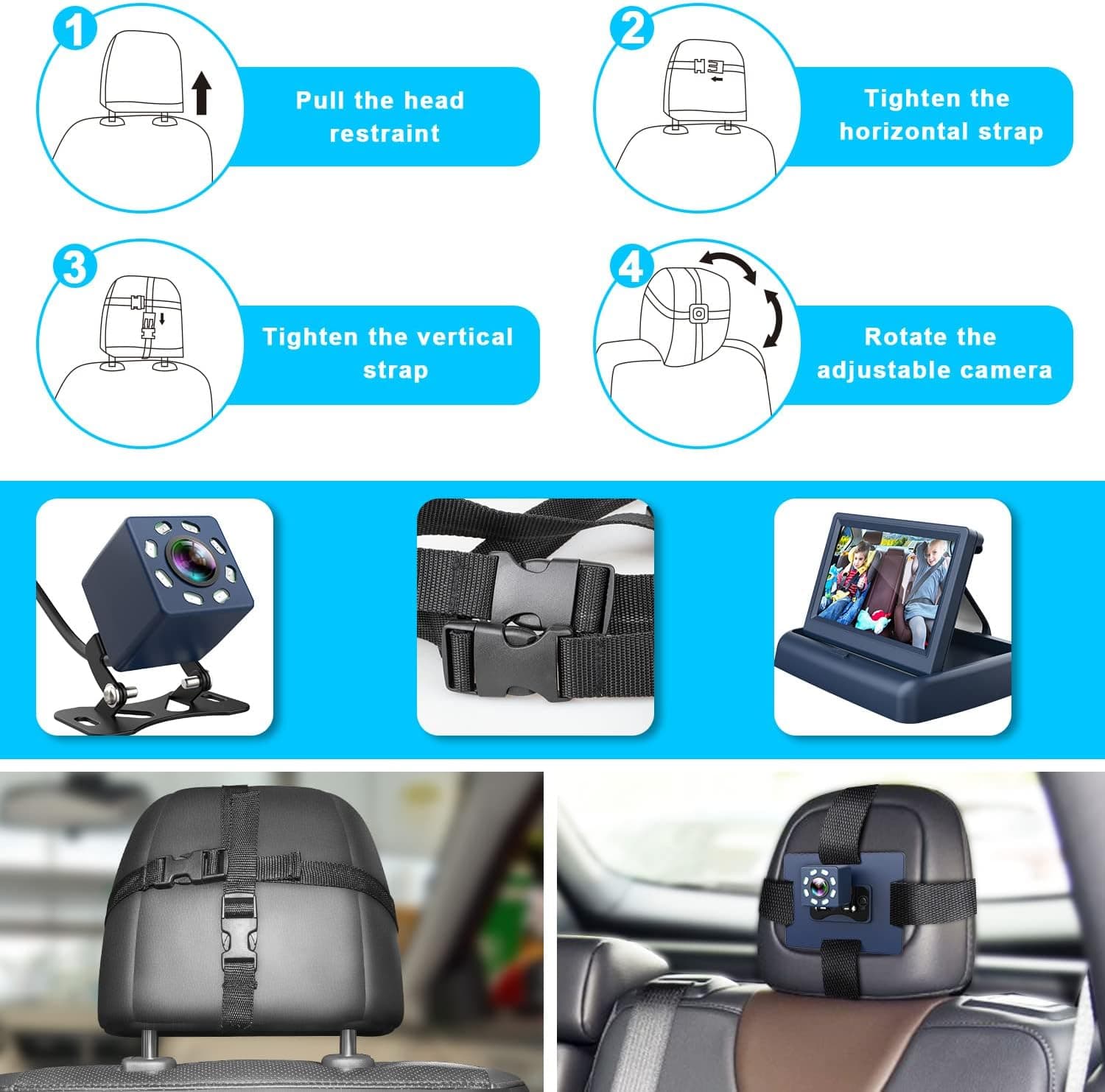 מצלמת דרך להשגחה על תינוק ברכב SHYNERK - תמונה 4