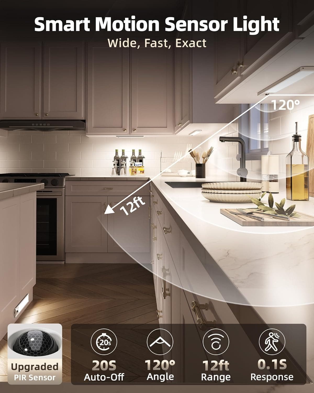 5 יח' תאורת לד נטענת עם חיישן תנועה - תמונה 4