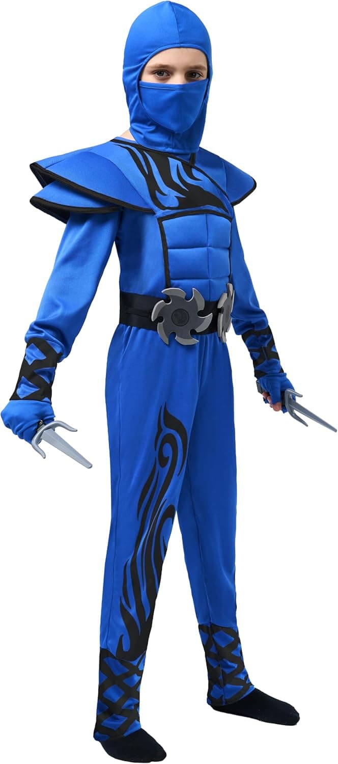 תחפושת נינג'ה כחולה לבנים של המותג Spooktacular Creations - תמונה 5