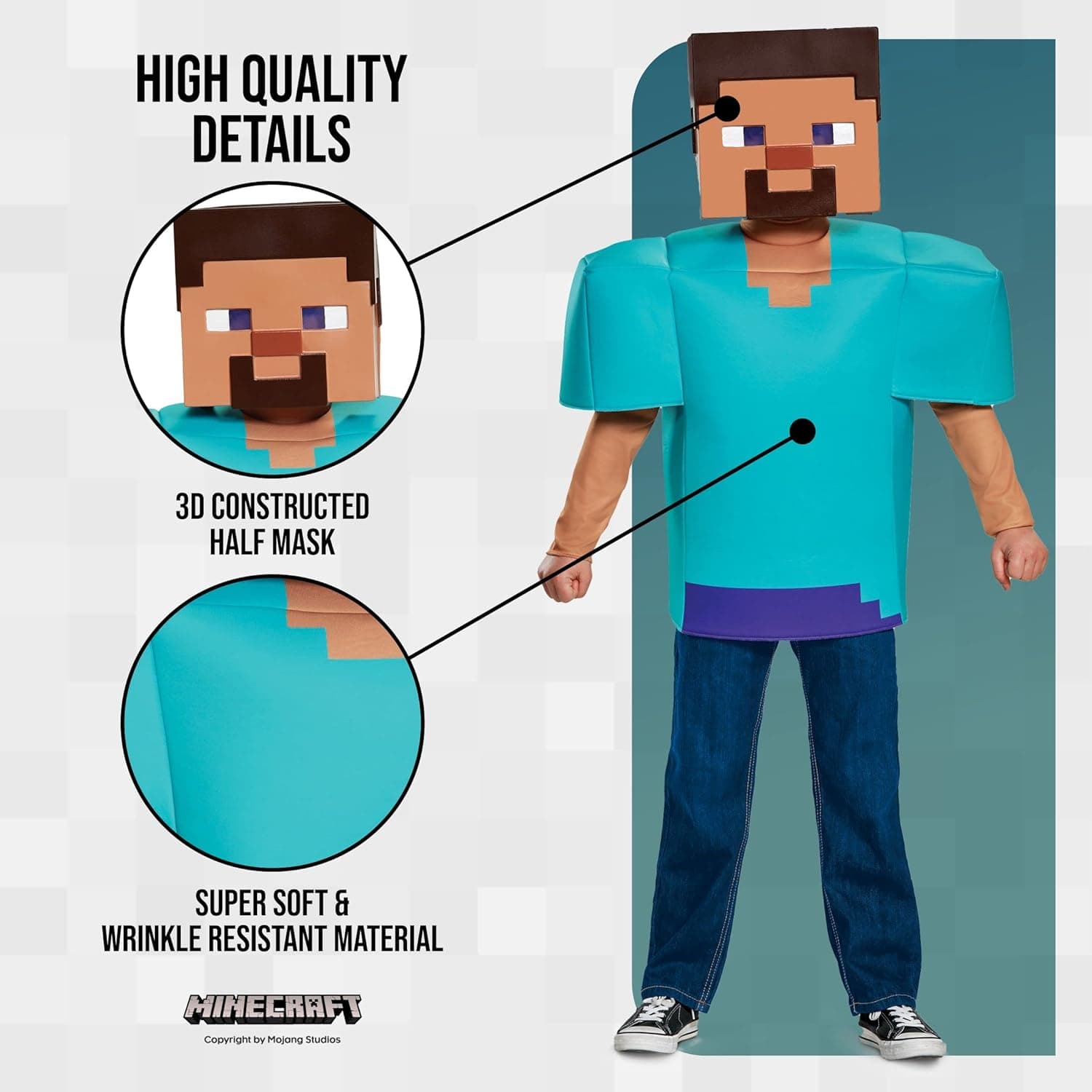 תחפושת מיינקראפט קלאסית של סטיב לפורים - תמונה 4
