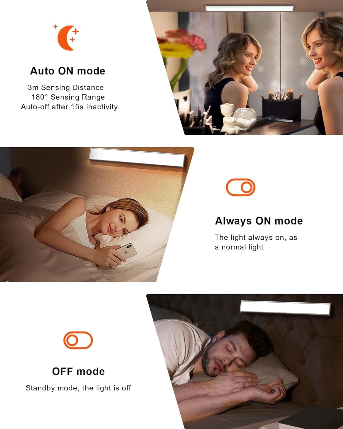 תאורת לד 11.8 אינץ נטענת עם חיישן תנועה - תמונה 6