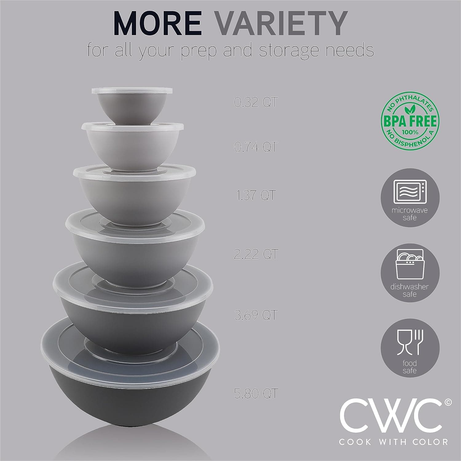 סט של 6 קערות מפלסטיק למטבח עם מכסים - תמונה 5