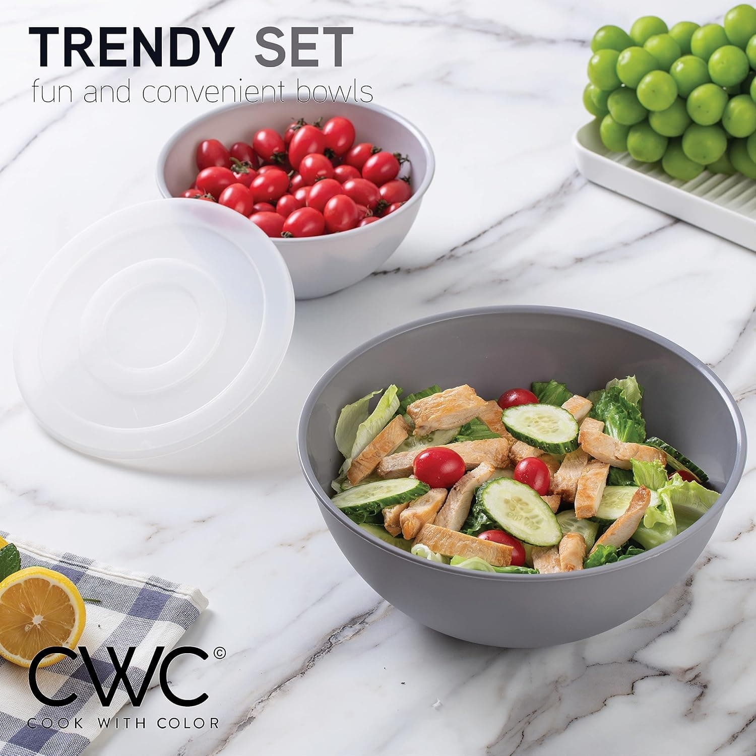 סט של 6 קערות מפלסטיק למטבח עם מכסים - תמונה 3