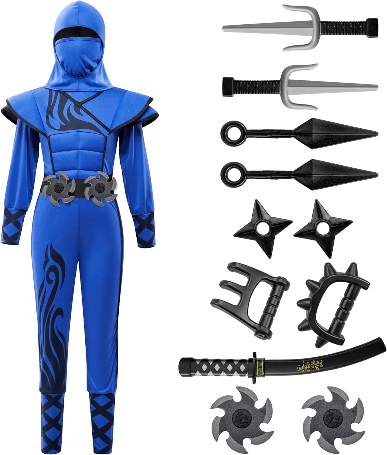 תחפושת נינג'ה כחולה לבנים של המותג Spooktacular Creations - תמונה 4